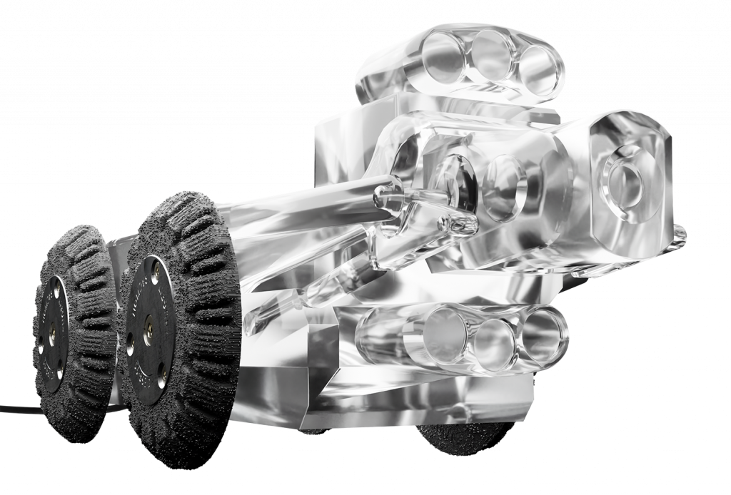Transporter Crawler with TruGrit Gritted Wheels - Demonstrating durable and reliable traction for sewer inspection and maintenance